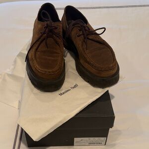 Massimo Dutti womens  Brown Suede Lace-Up Shoes